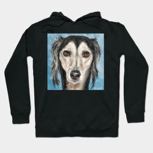 Painting of a Saluki Dog on Blue Background Hoodie